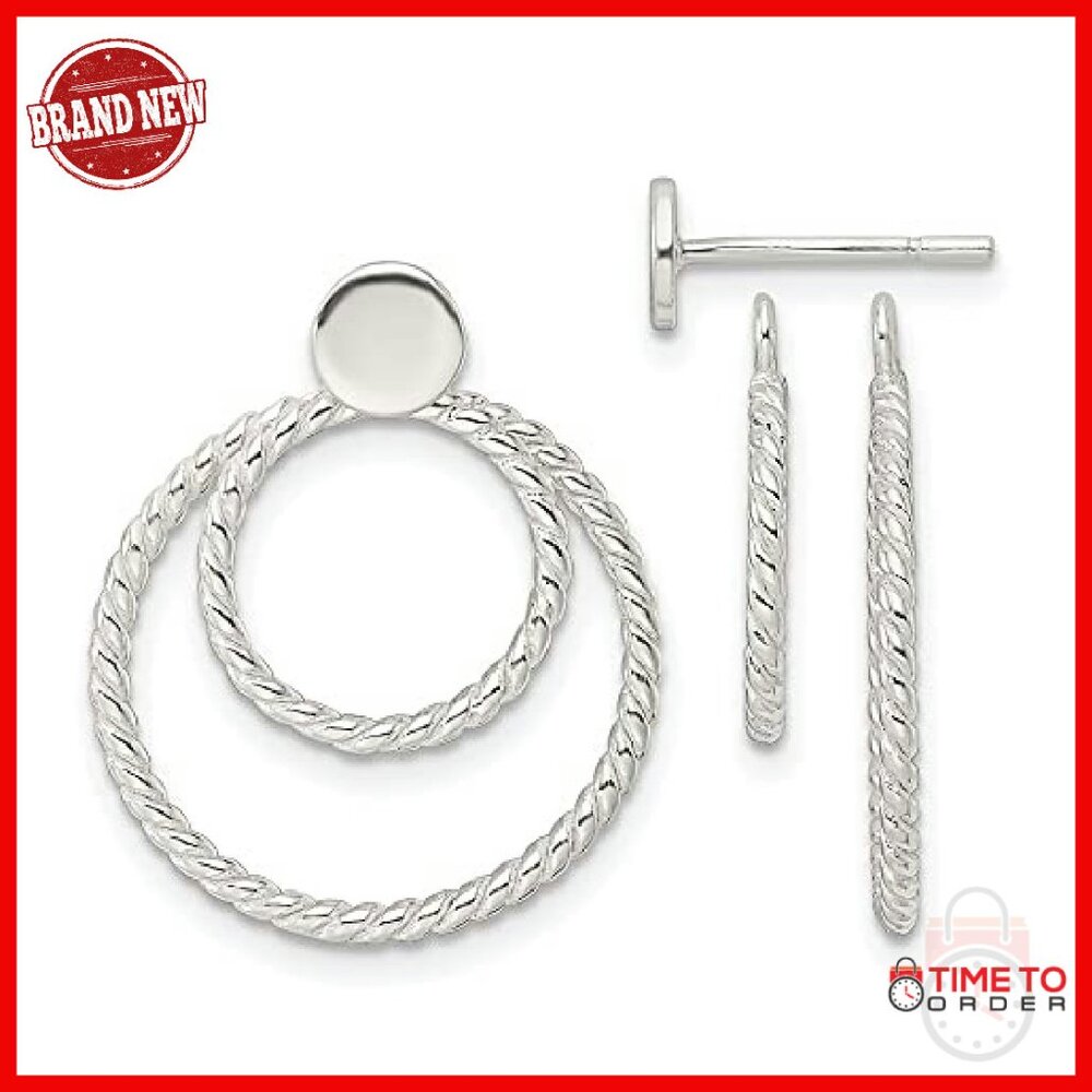 Sterling Silver Twisted Circle Jacket Earrings Po… - image 2
